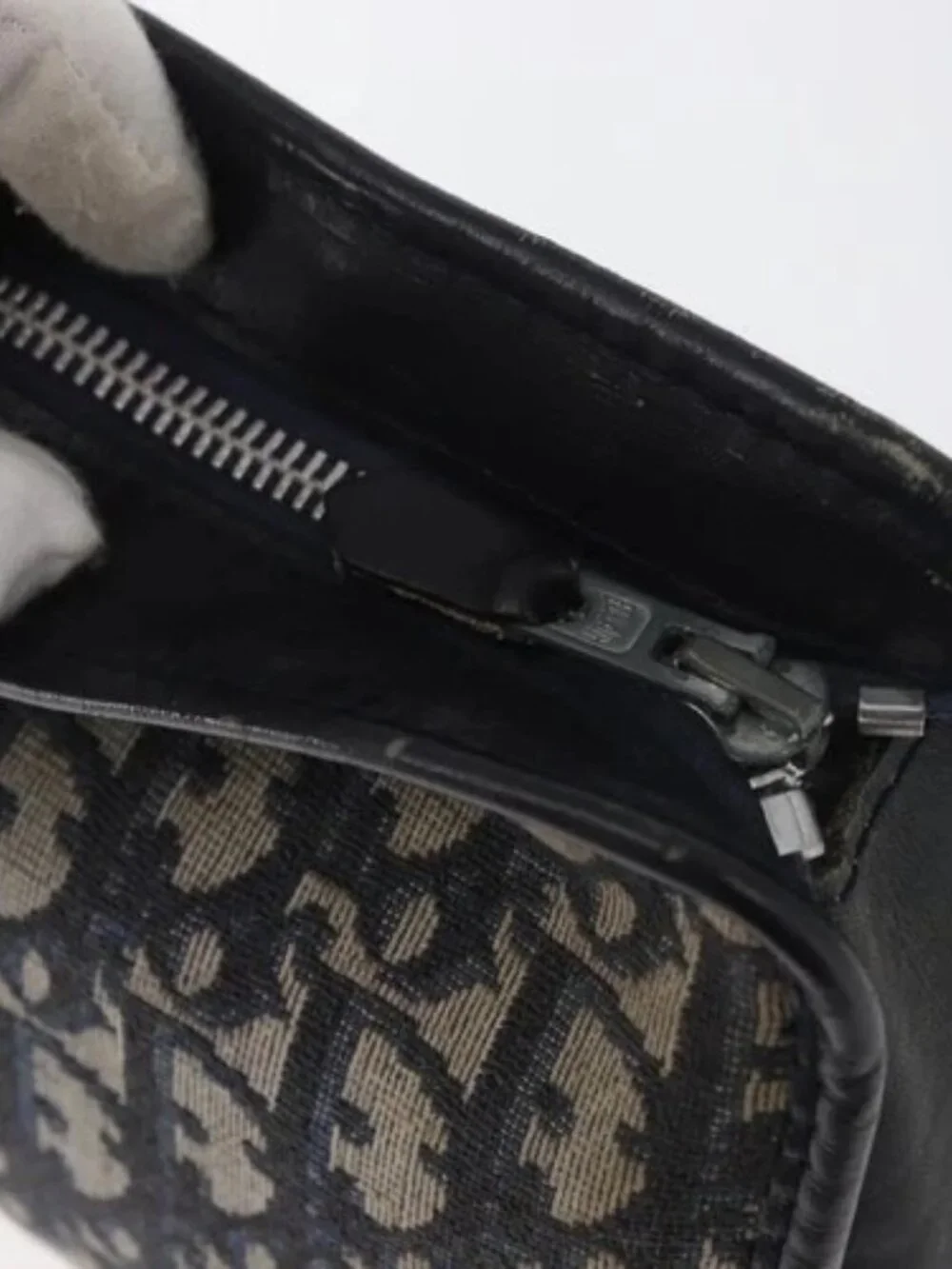 Christian Dior Trotter Canvas Clutch Bag Navy Auth 179986